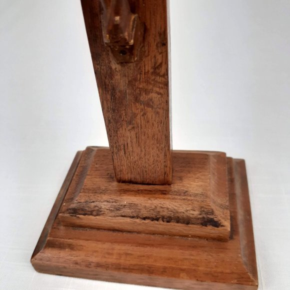 Vintage Wooden Cross with Metal Crucifix INRI Freestanding - Picture 11 of 12